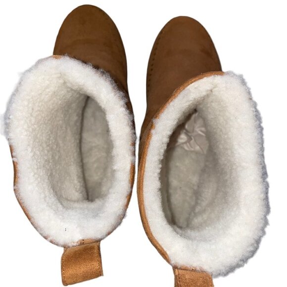 Jenni Kayne Suede Moc Shearling Lined Slip On Ankle Snow Boots Brown Size 36 - Picture 7 of 8